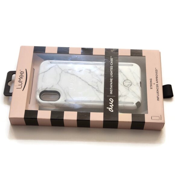LuMee Duo iPhone X Lighted Case White Marble Mobile Case W/ Charger Cable WORKS - Picture 3 of 8